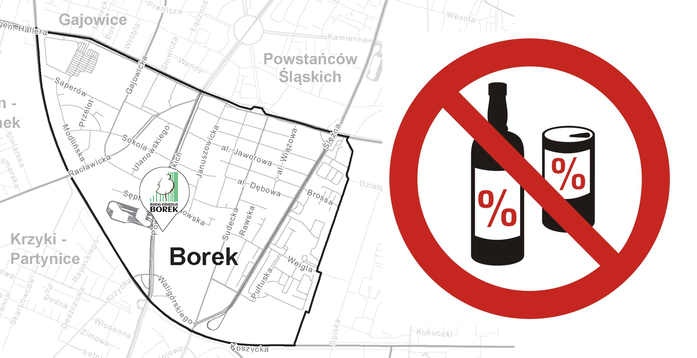 mapa osiedli Wrocławia zakaz alko
