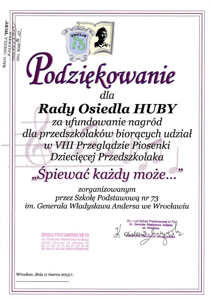 2015 03 podziekowanie SP73