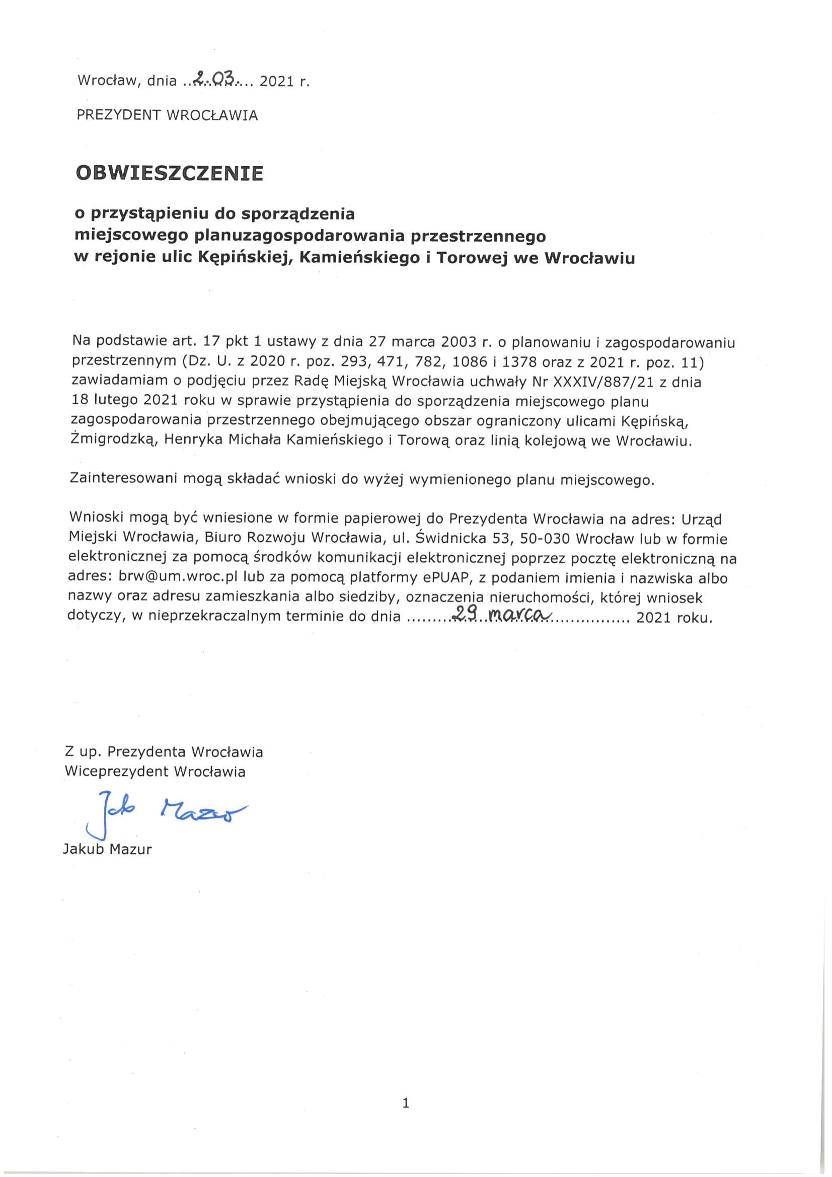 mpzp754 obwieszczenia dla RO 2