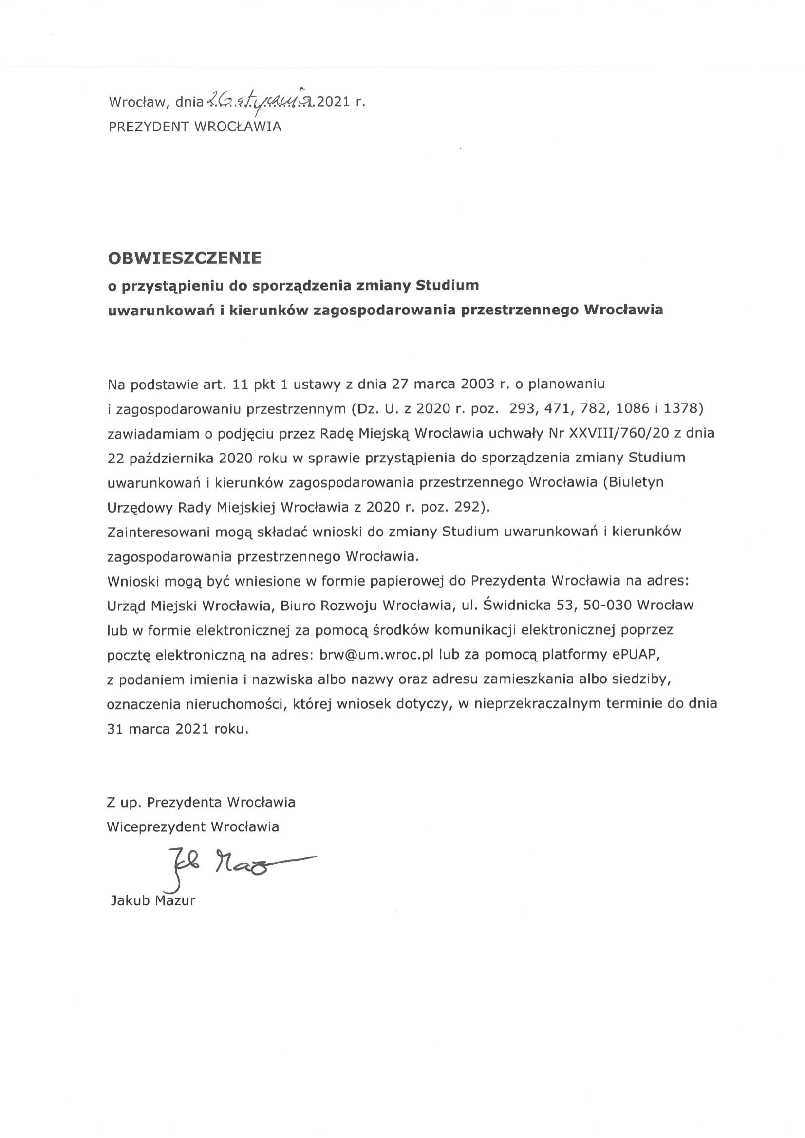 obwieszczenie planistyczne 1