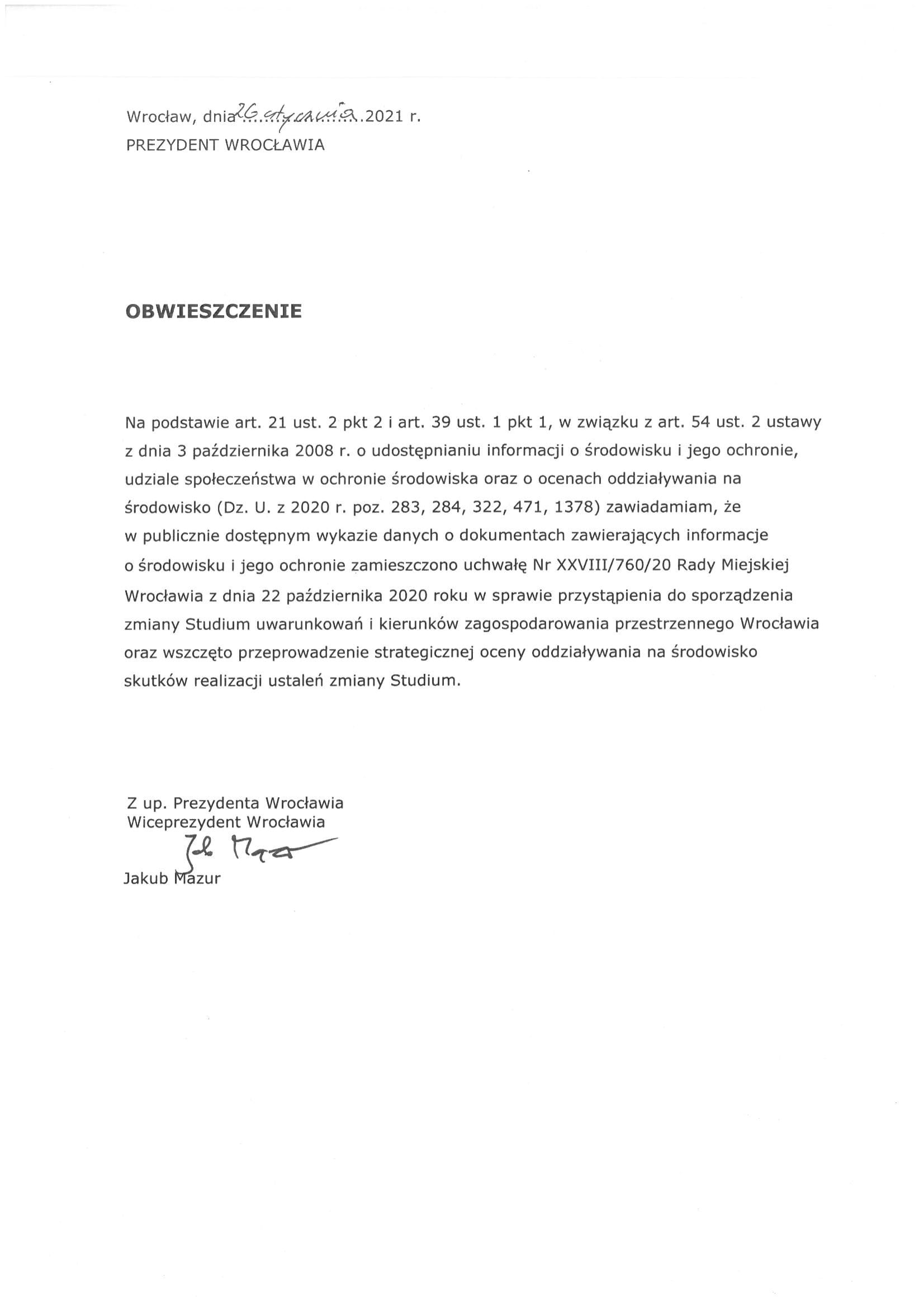 obwieszczenie środowiskowe 1