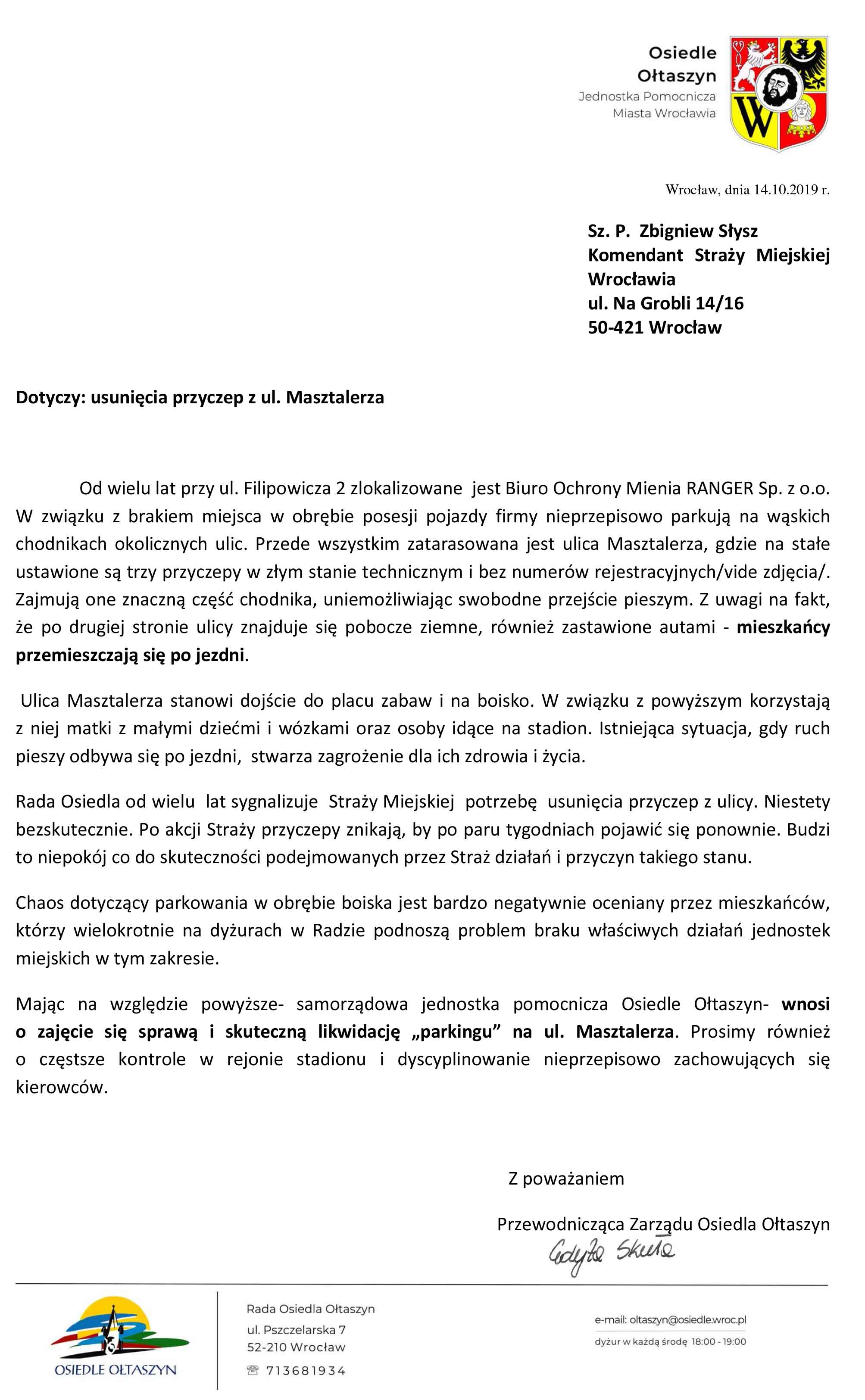 interwencja masztalerza parkowanie