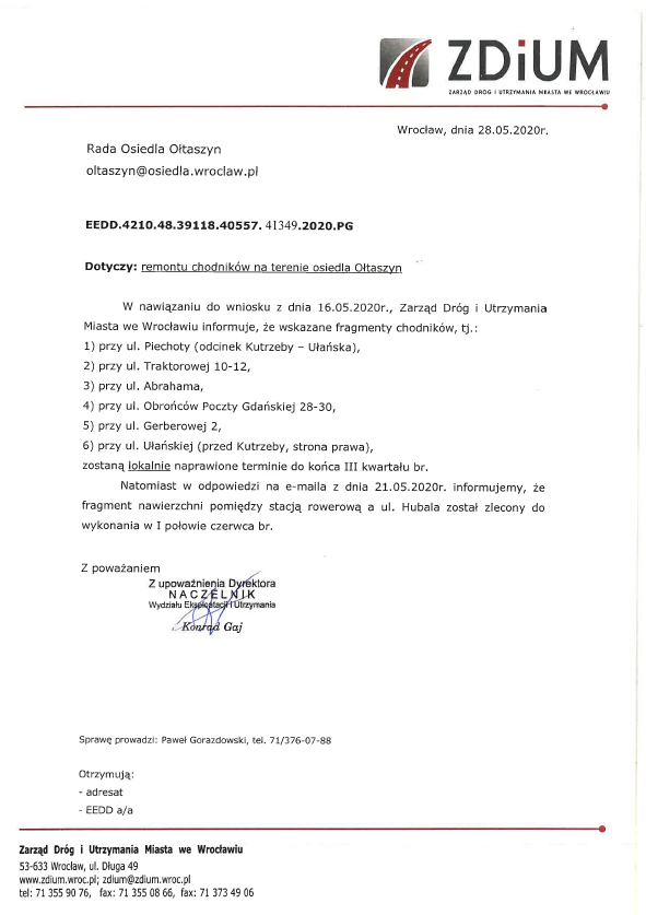 Ołtaszyn chodniki