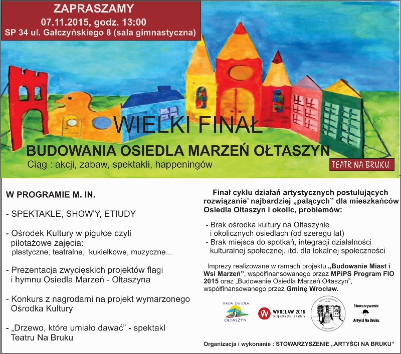 Ulotka Ołtaszyn Budowanie Osiedla Marzeń Finał 07.11.2015 800x707