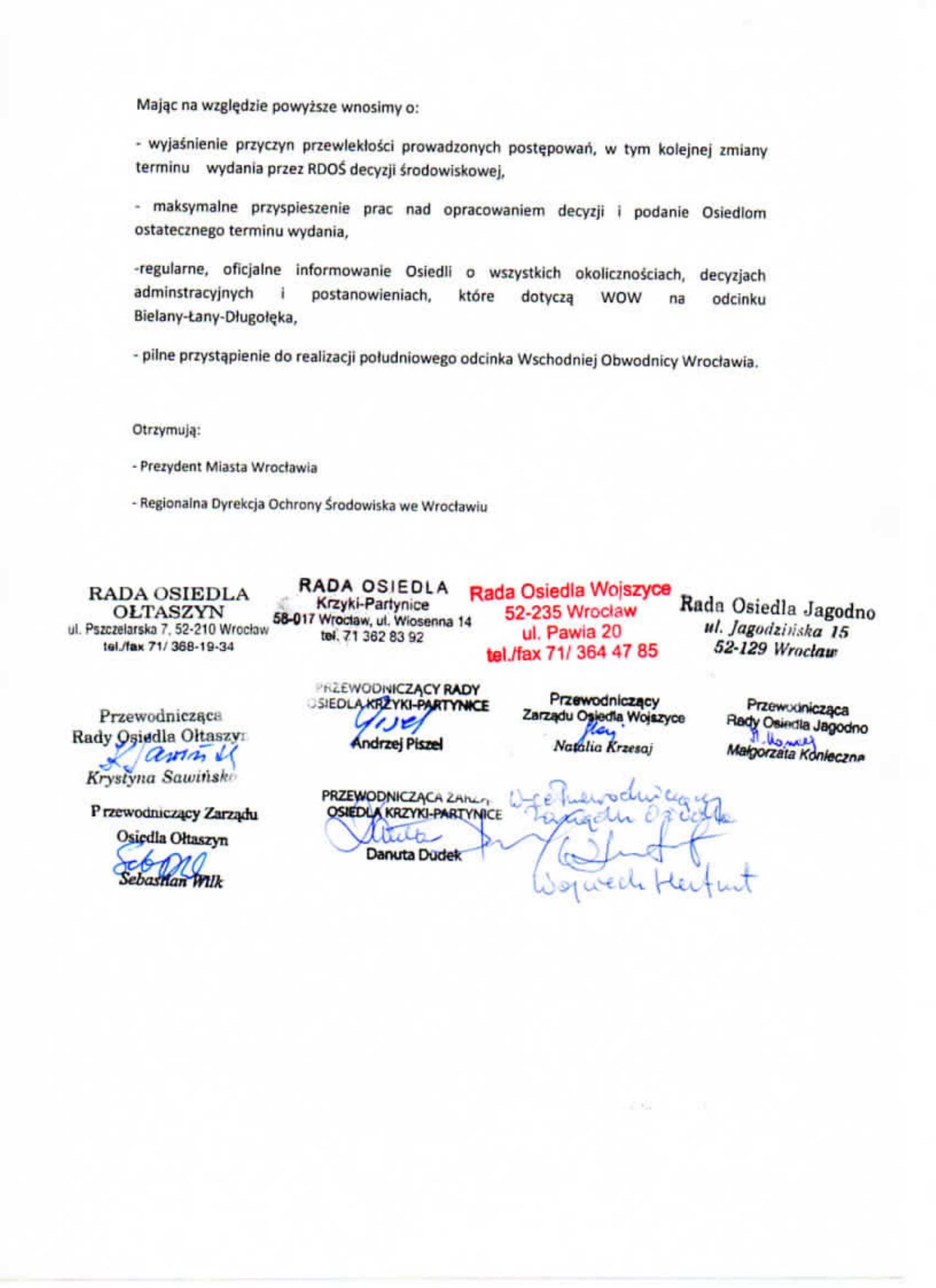 Wschodnia Obwodnica Wrocławia Pismo do Pana Marszałka 2