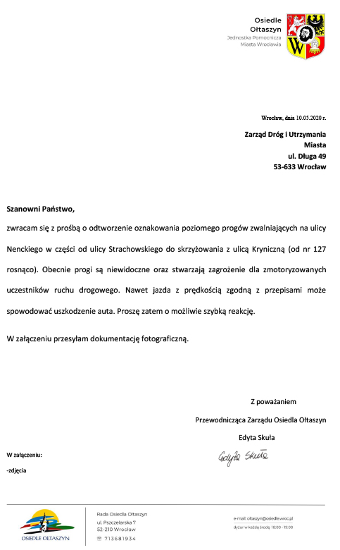 progi zwalniające ulica nenckiego 1