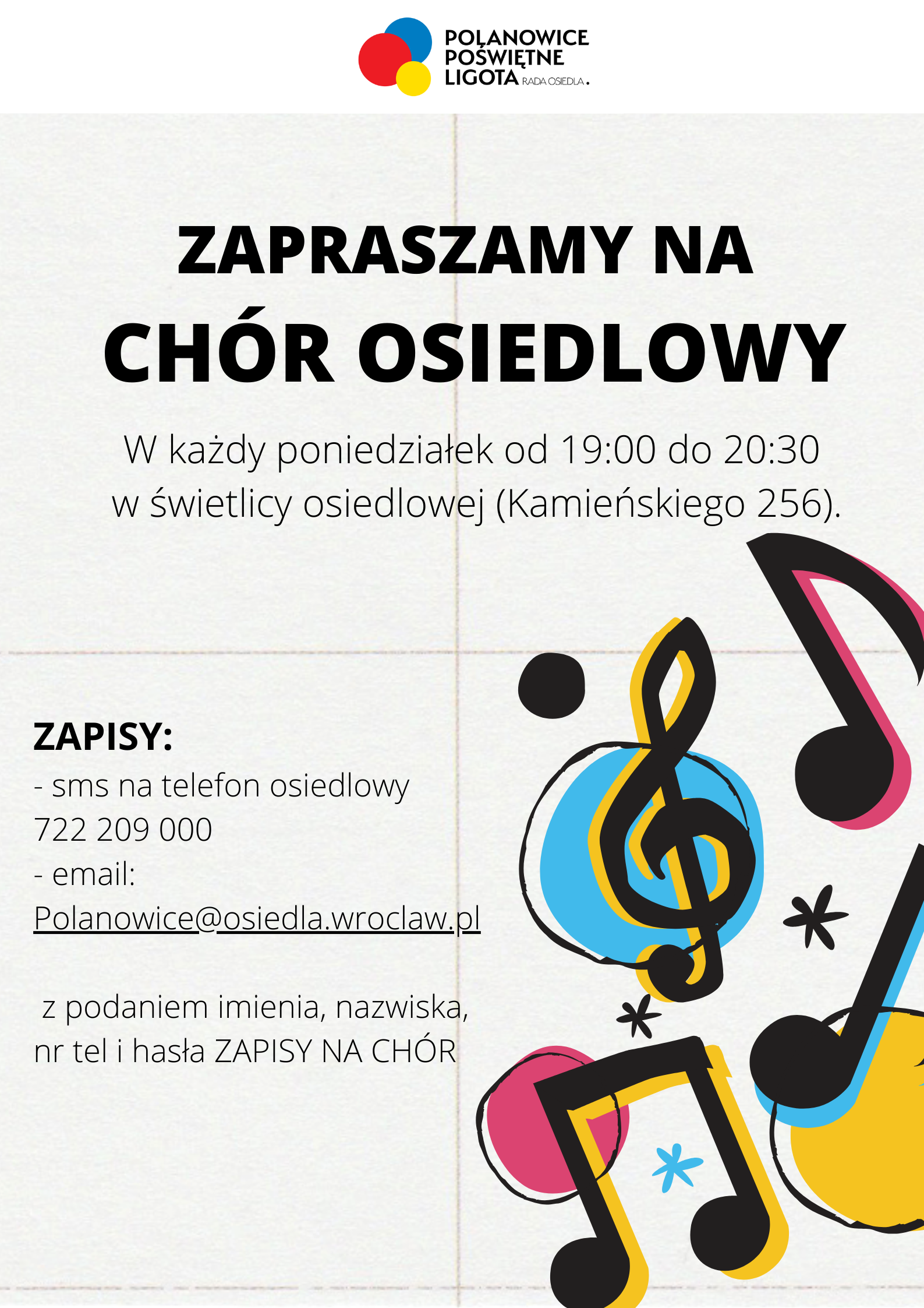 ZAPRASZAMY NA CHÓR OSIEDLOWY 1