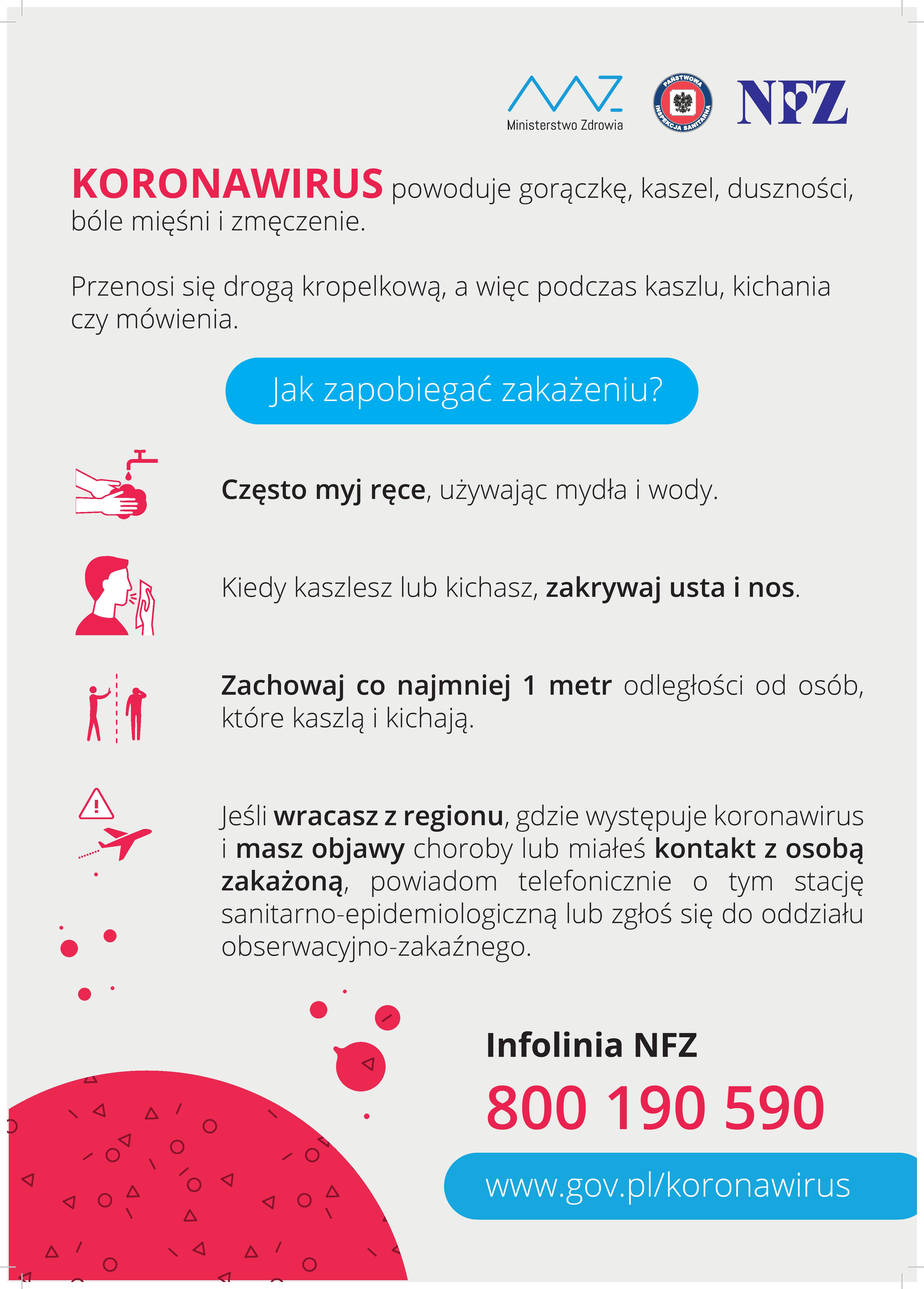 PLAKAT. Koronawirus Jak zapobiegać zakażeniu