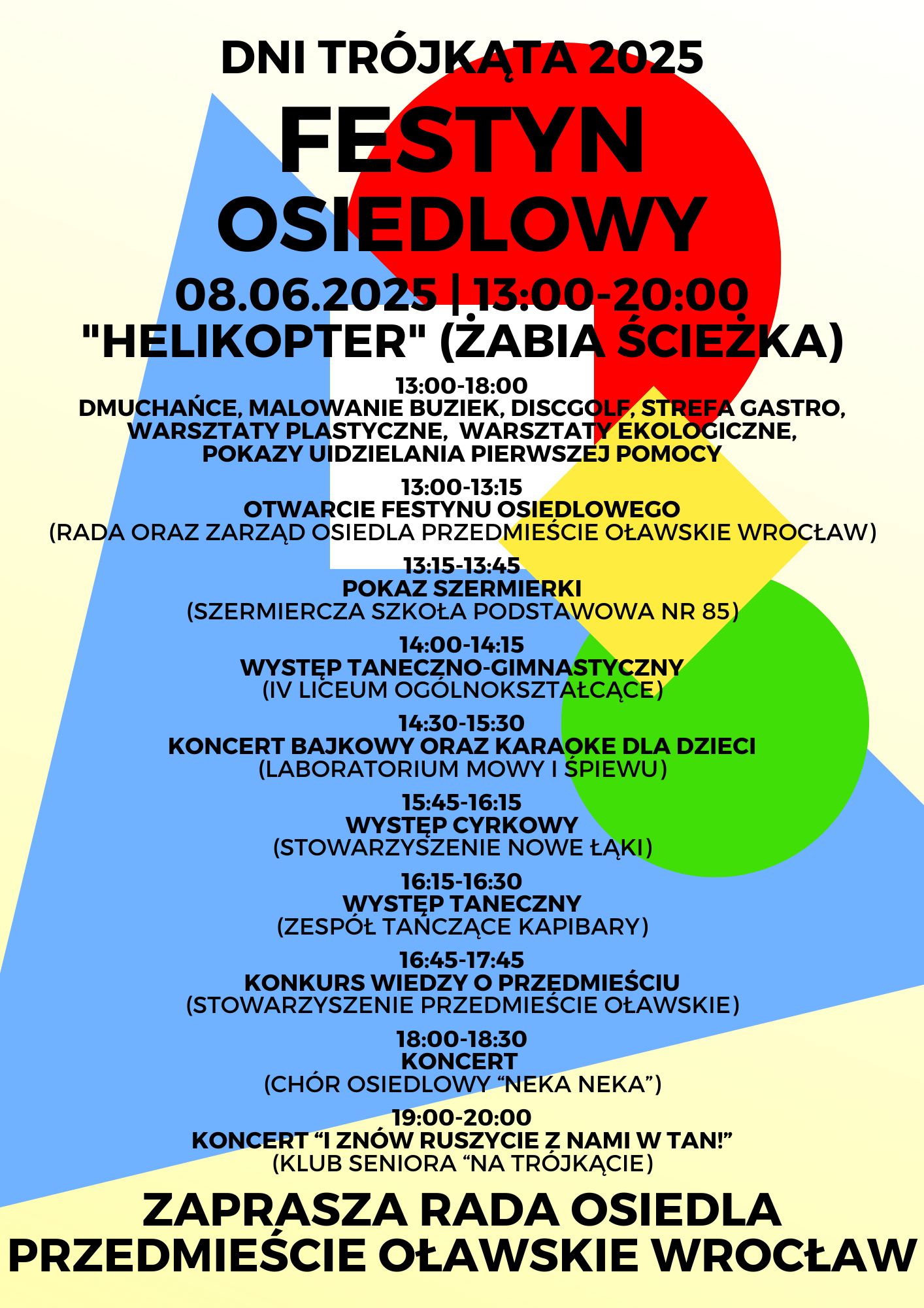 DNI TRÓJKĄTA FESTYN OSIEDLOWY RADA ORAZ ZARZĄD OSIEDLA PRZEDMIEŚCIE OŁAWSKIE WROCŁAW
