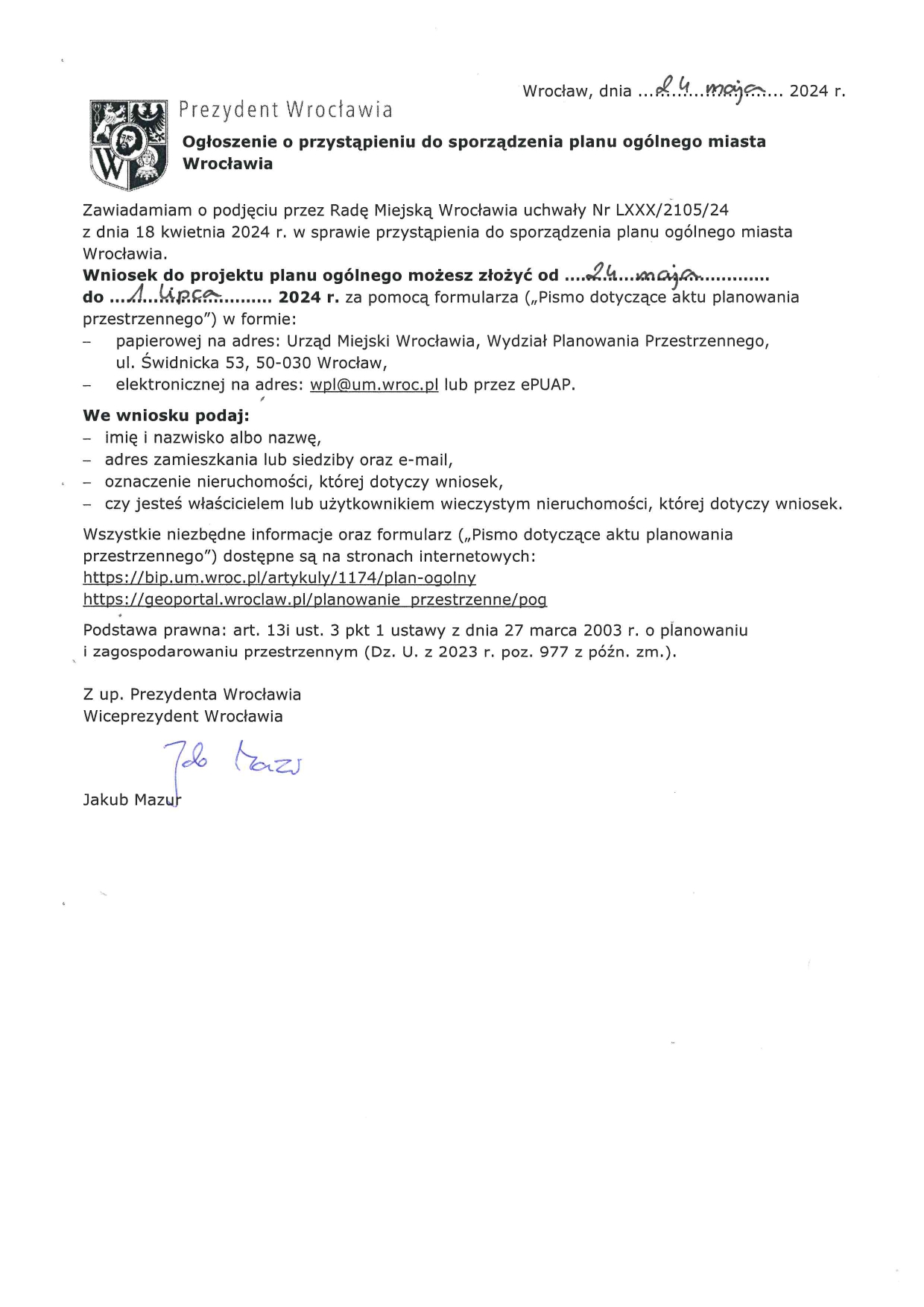 OGŁOSZNIE PRZYSTĄPIENIE