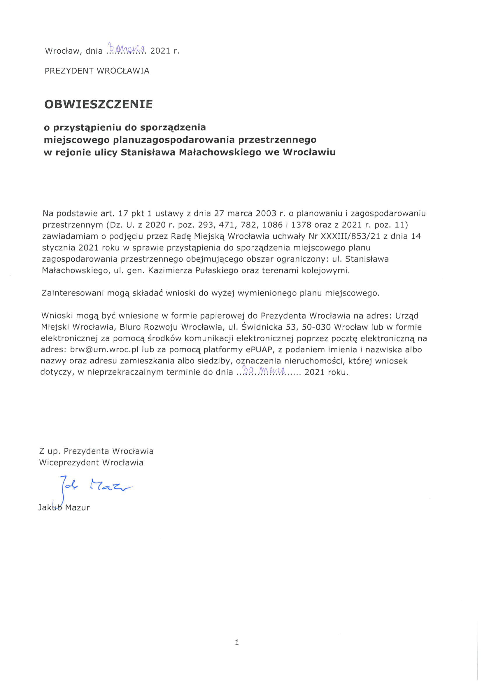 RO Przedmieście Oławskie mpzp Małachowskiego 2