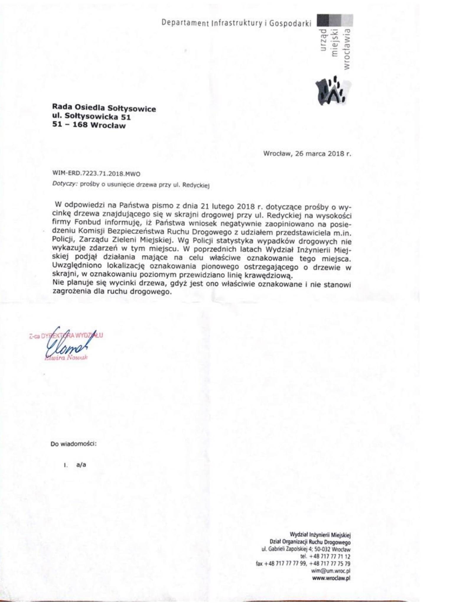 odpowiedź wycięcie drzewa
