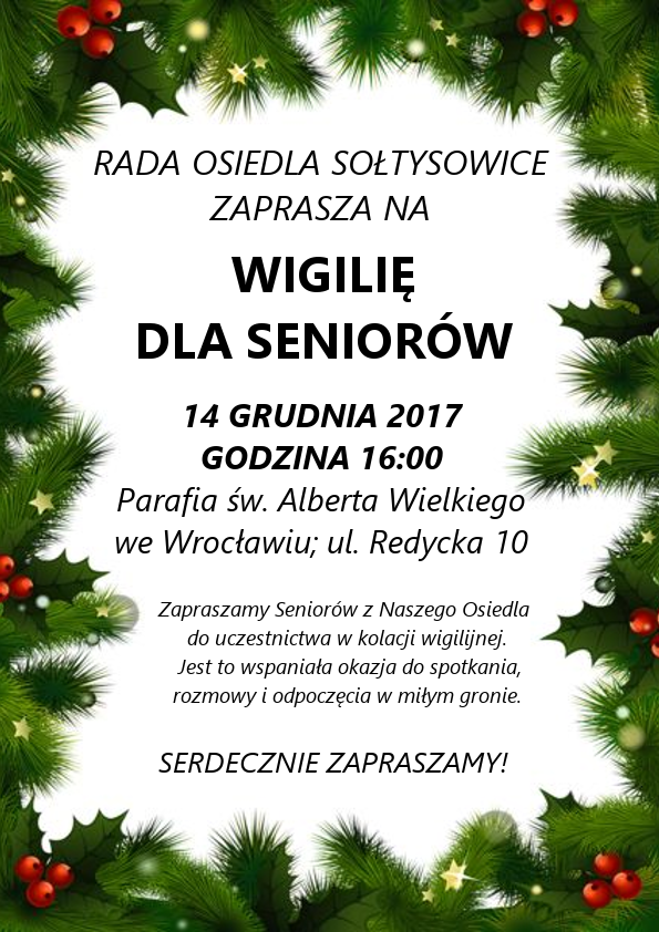 plakat wigilia dla seniorów