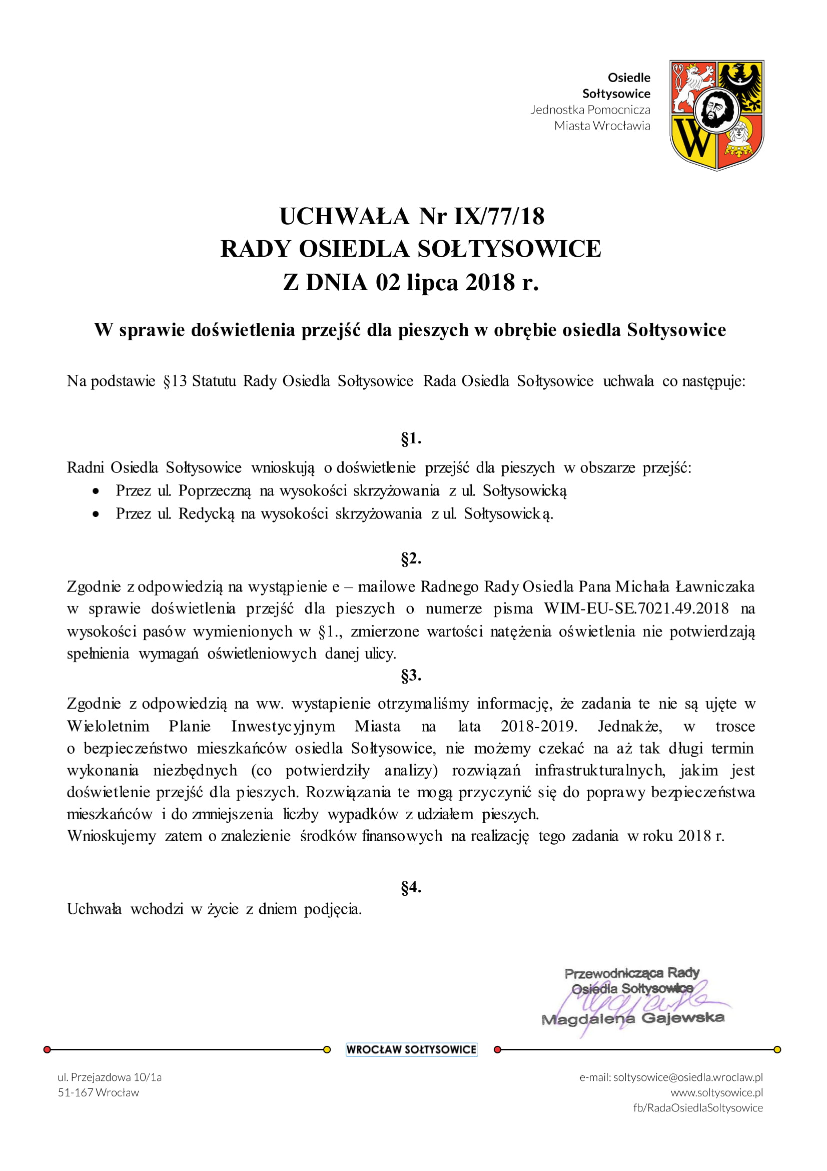 uchwała RO XX 77 18 doświetlenie pasów 1