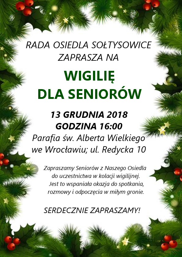 wigilia dla seniorów 2018