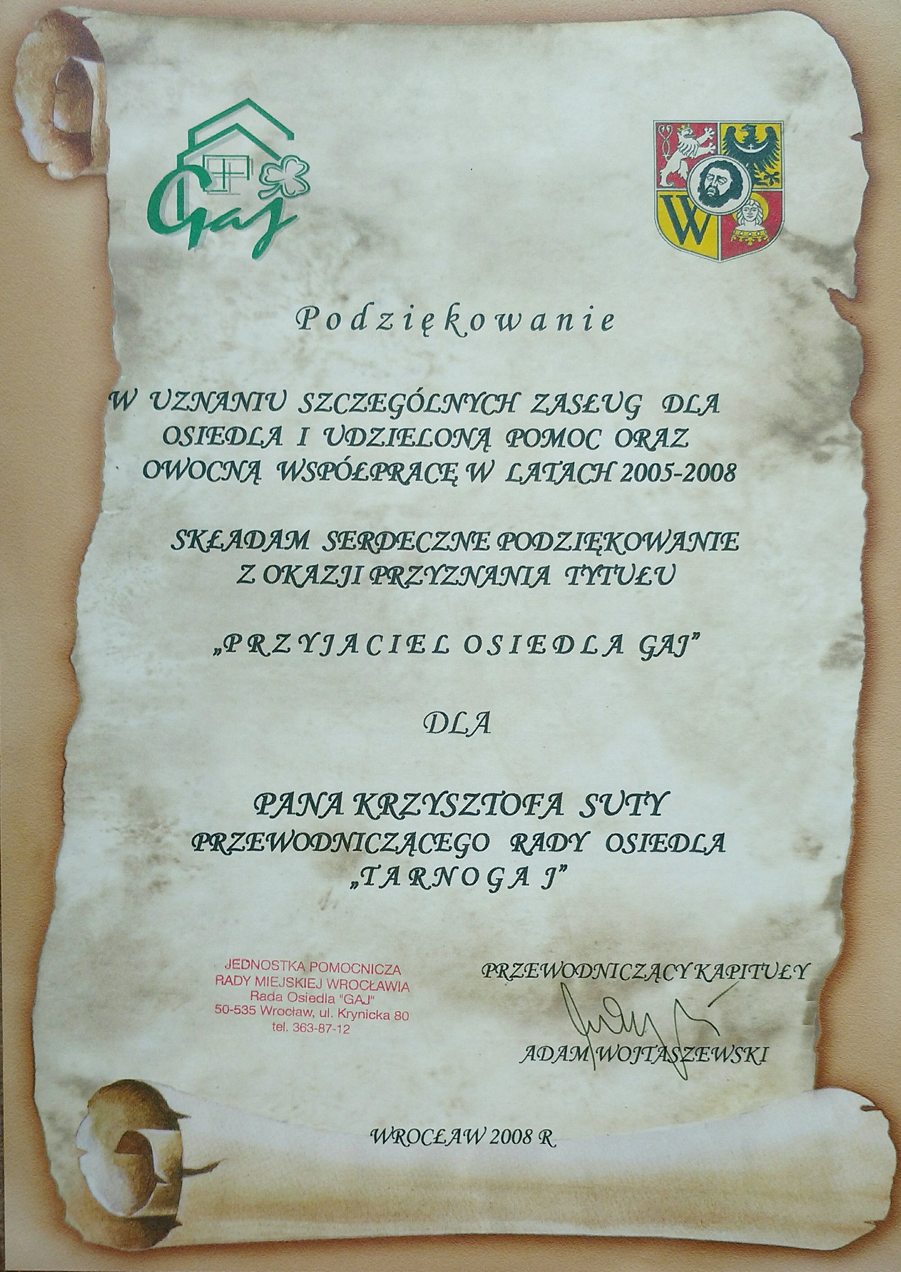 2008 Podziekowania dla Sutego