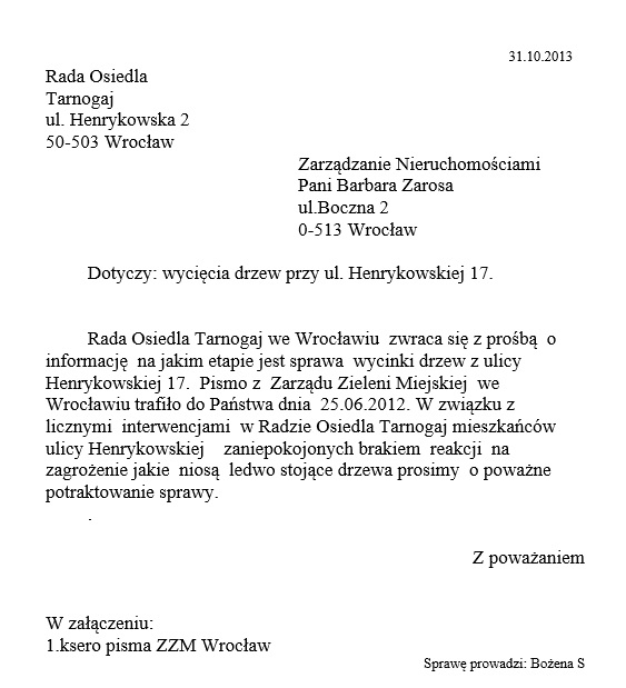 10 Rada osiedla dzrzewo 31.10.2013