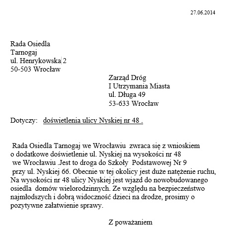 6 Rada osiedla doświetl.ul.Nyskiej 27.06.2014