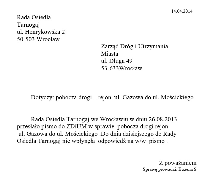 3 Radad osiedla pobocze ul.Gazowej.14.04.2014