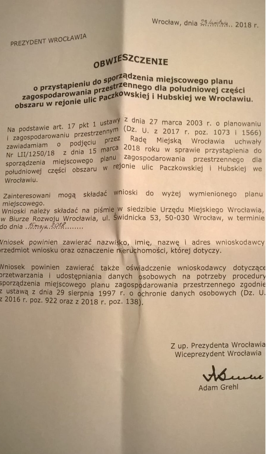 Plan Paczkowska Hubska 2