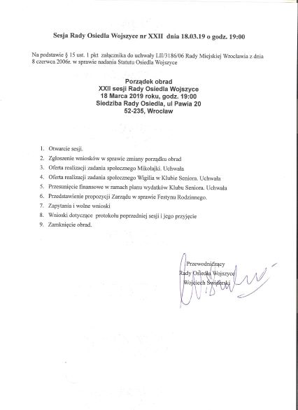 Porządek Sesji RO XXII