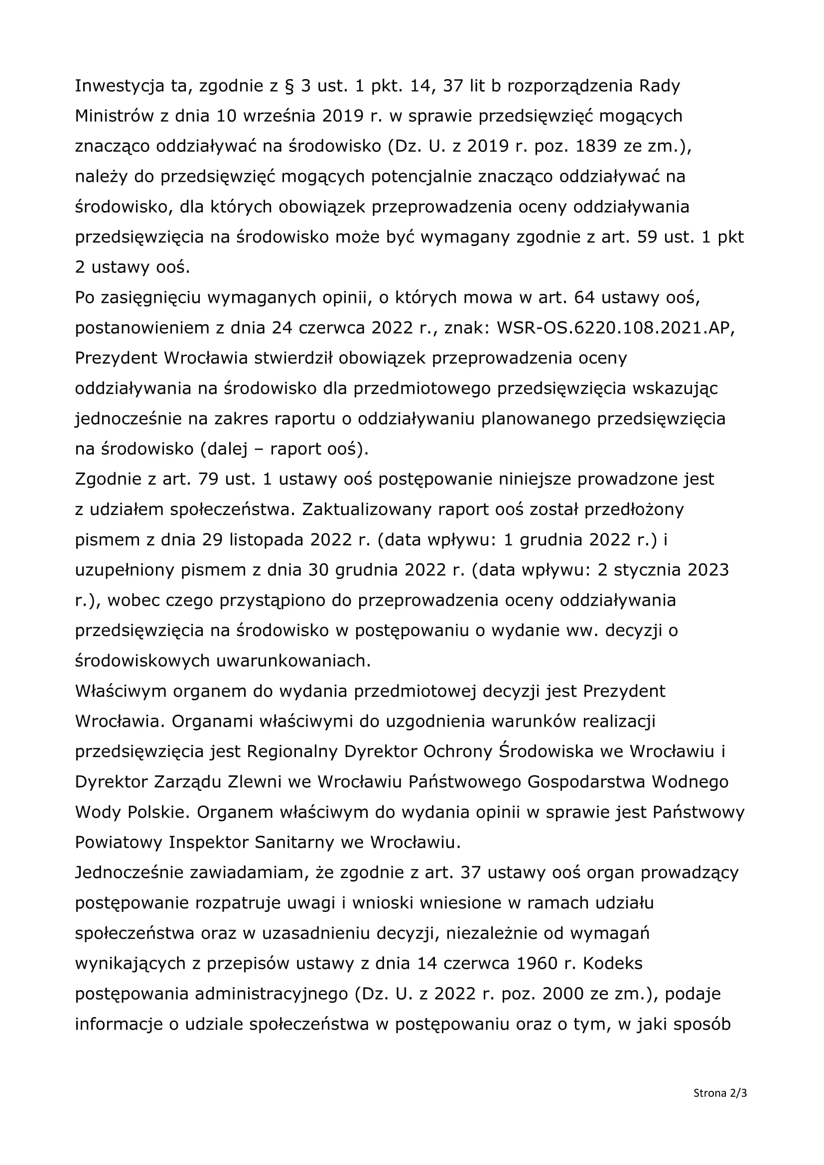 P 5 2023 Postępowanie ws. wydania decyzji środowiskowej WSR OS.6220.108.2021.AP ALIGN 2