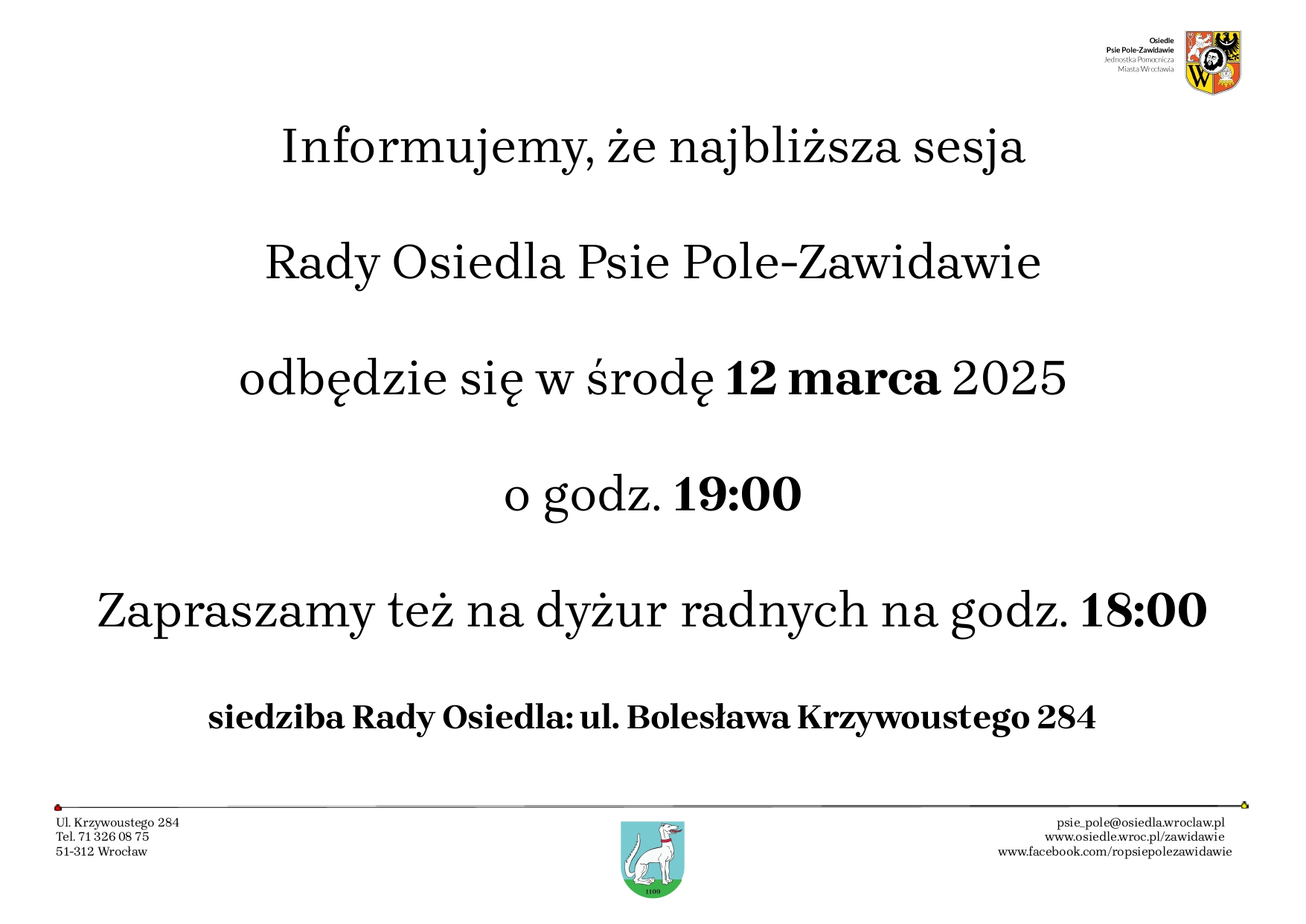 ogłoszenie o sesji marzec 2025