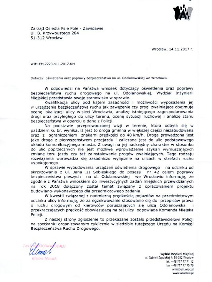 oświetlenie Odolanowska